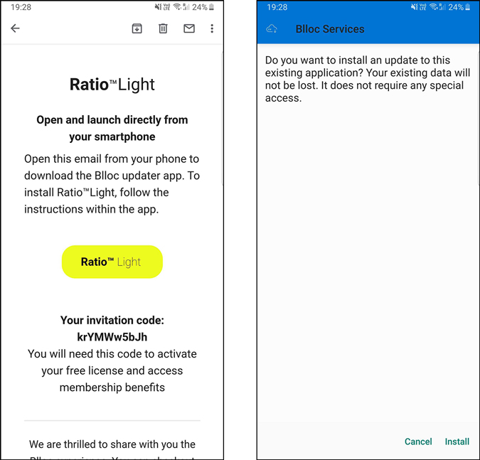 Installing ratio Light from Blloc Website