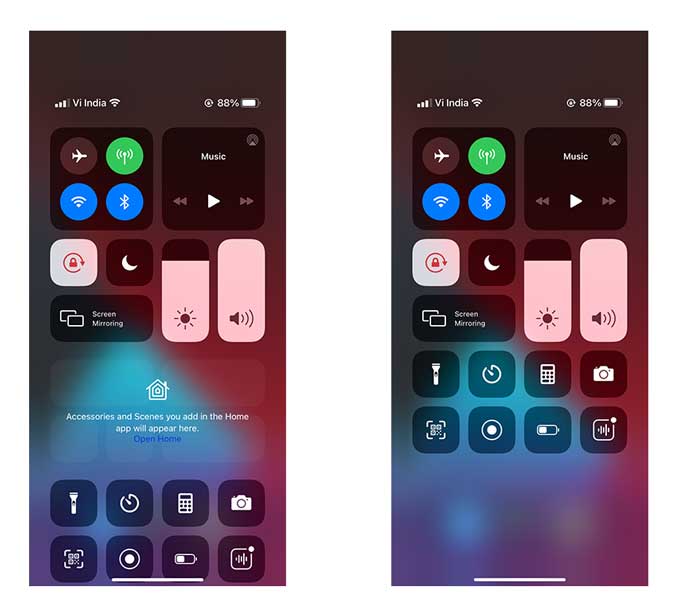 Before and After of Control Center