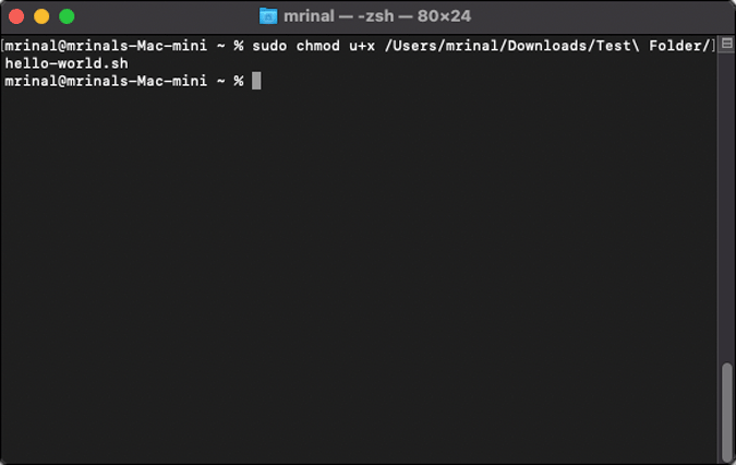 change shell script permission on macos