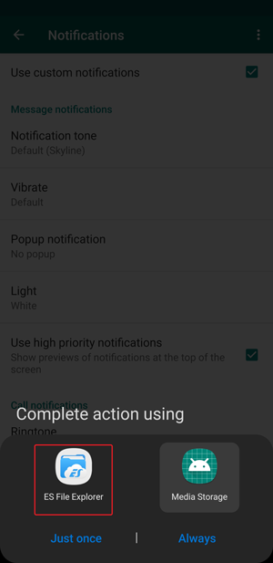 whatsapp custom notification- file manager
