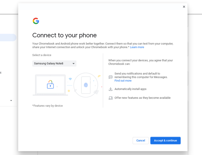 connecting android phone to Chromebook