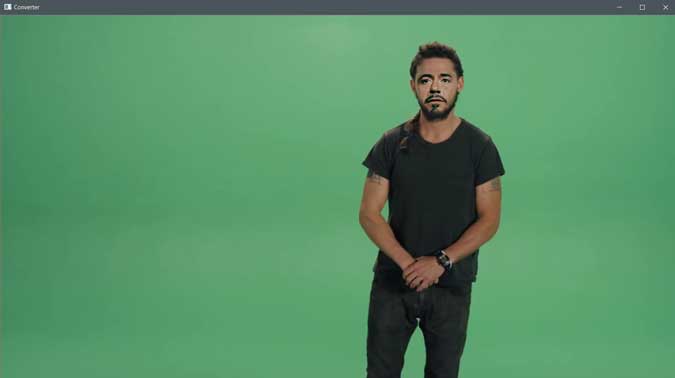 extracted frame of Shia LeBeouf video with face replaced with RDJ.