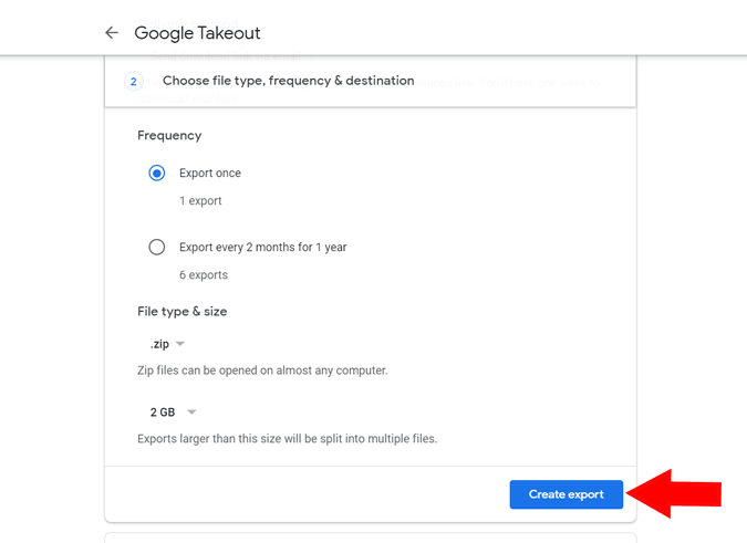 Crating a Google Takeout Export