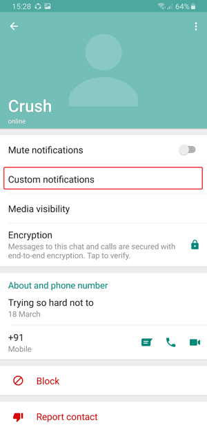 whatsapp custom notification- profile