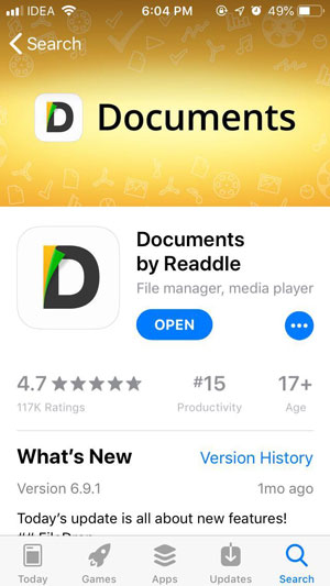 Documents app on your iPhone