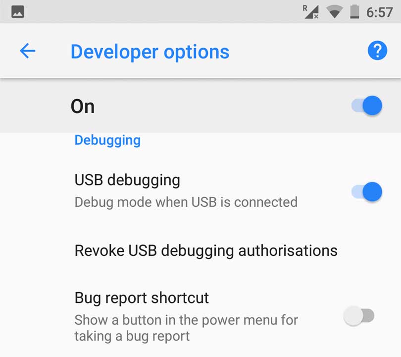 USB Debugging from the Developer option