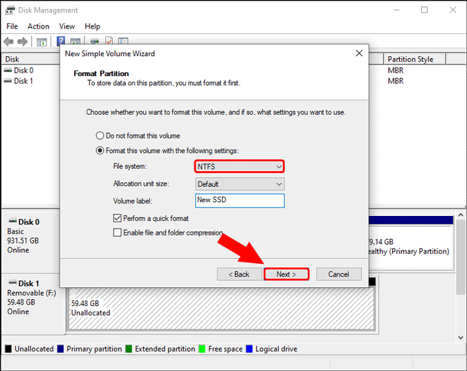 file system ntfs and volume name windows 10