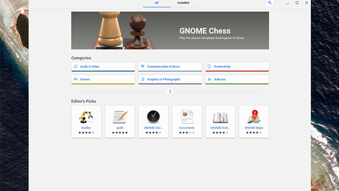 Gnome Software Center on Chromebook