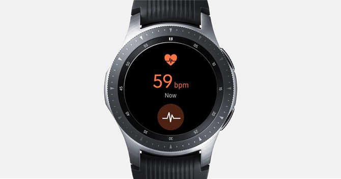 Screenshot of the Galaxy Watch showing the heart rate