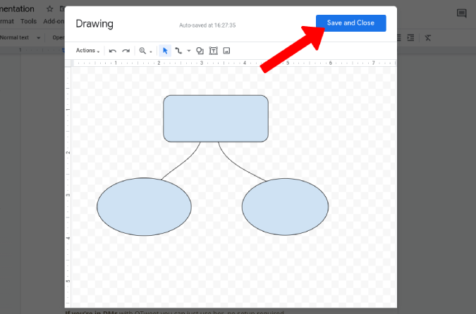 Saving the Google Drawing in Google Docs