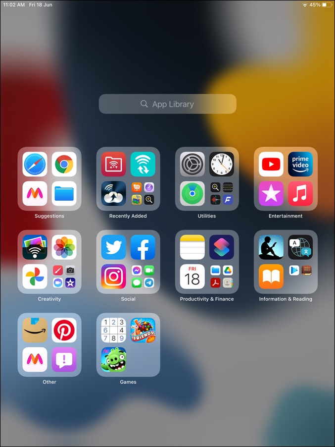 iPad Folders in App Library