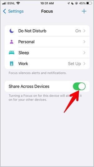 iPhone Has Notifications Silenced Shared Across Devices
