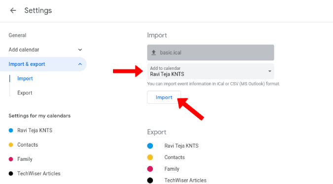 Importing iCal Calendar on Google Calendar