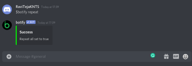 Botify Reapeat feature on discord