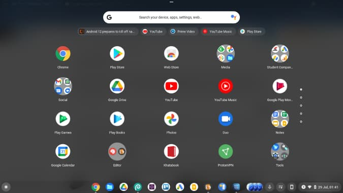 App Drawer on Chromebook