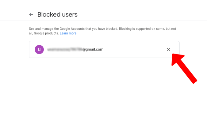 Unblocking users in Google Account