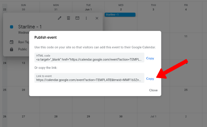 copying link to event in google calendar