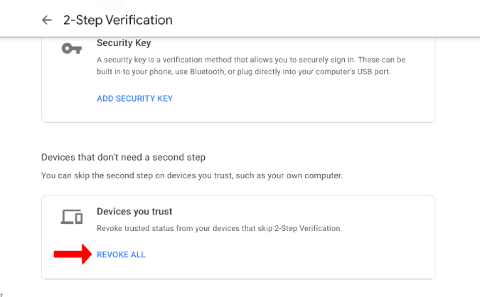 revoking permissions to all the devices you trust with Google account 