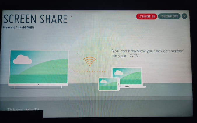 Miracast option on LG TV