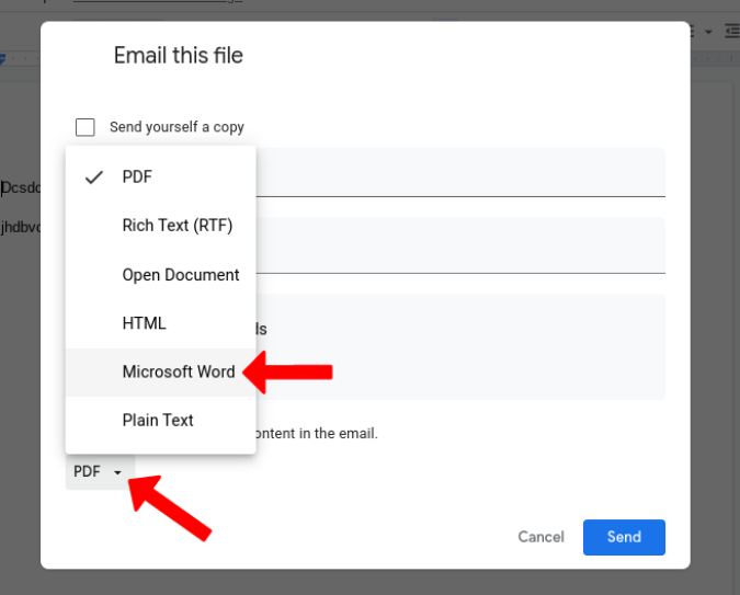 Sending Google Docs as Microsoft Word on Gmail 