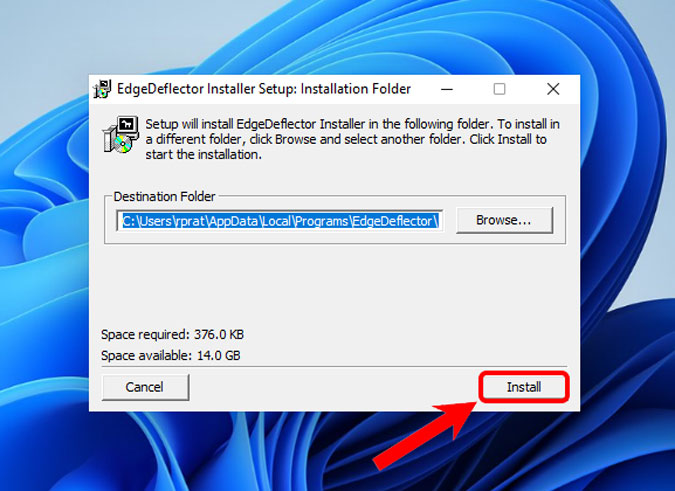 install edge deflector dialogue