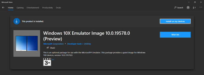 Installing Windows 10X Emulator Image 