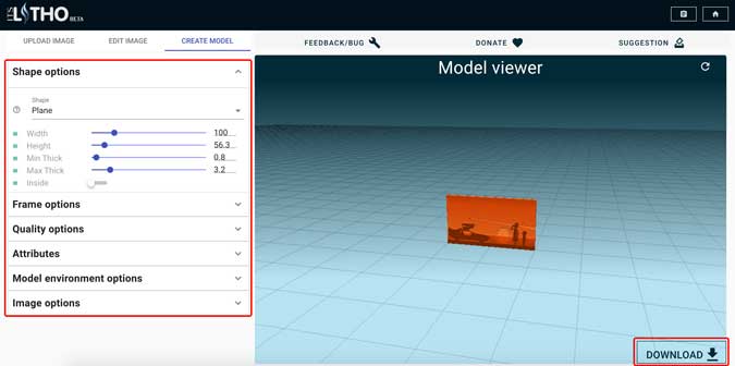 select a model and adjust the settings for the model