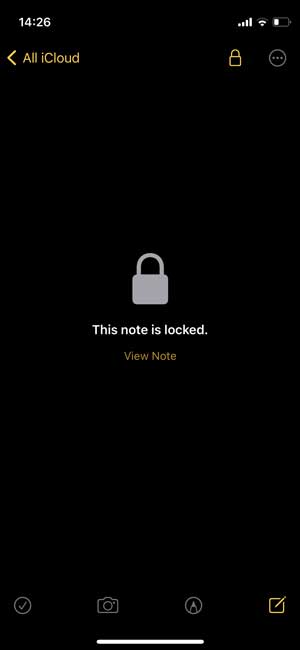 Locked Note on Apple Notes app