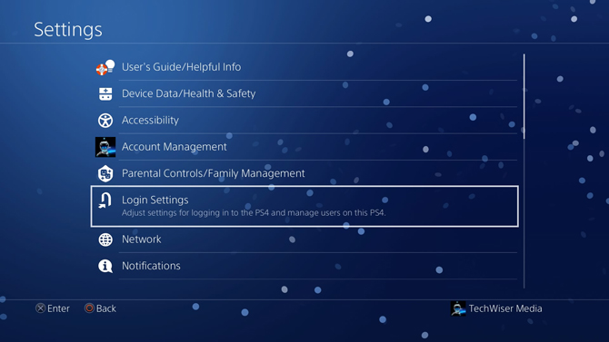 login settings put a password on PS4- 
