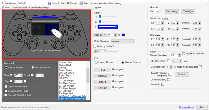 remap keys on the ds4 controller