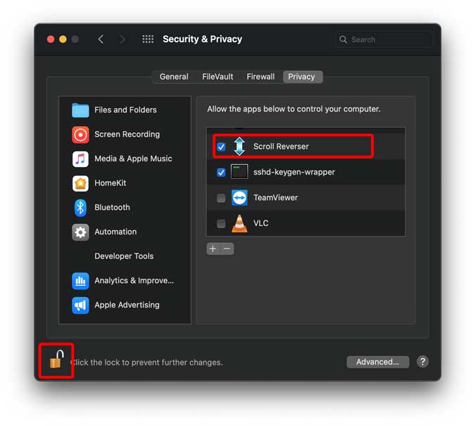 enable accessibility settings for scroll reverser