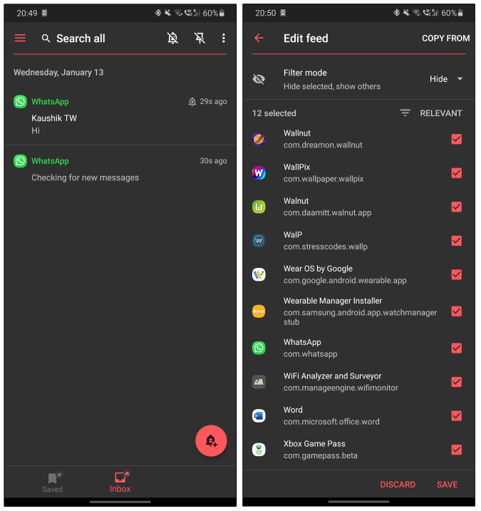 nap with app notifications app exceptions android