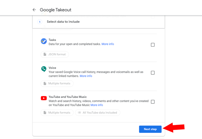 Clicking on the Nest step after selecting the data to icnlude