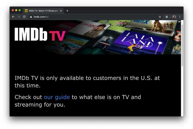 IMDb TV unavailable outside of the US