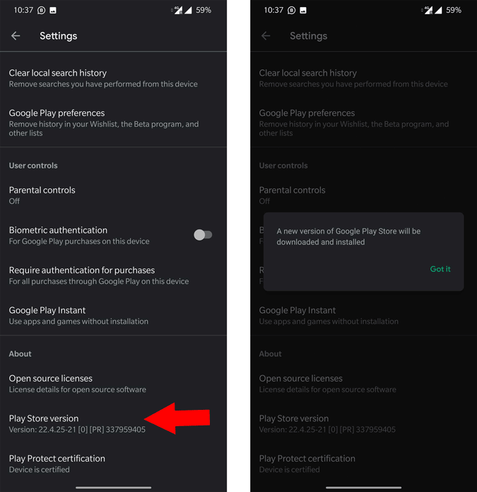 Updating Google Play Store manually