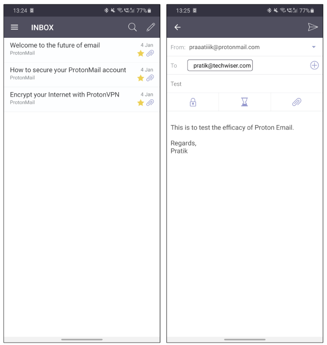 protonmail mailbox compose message on android