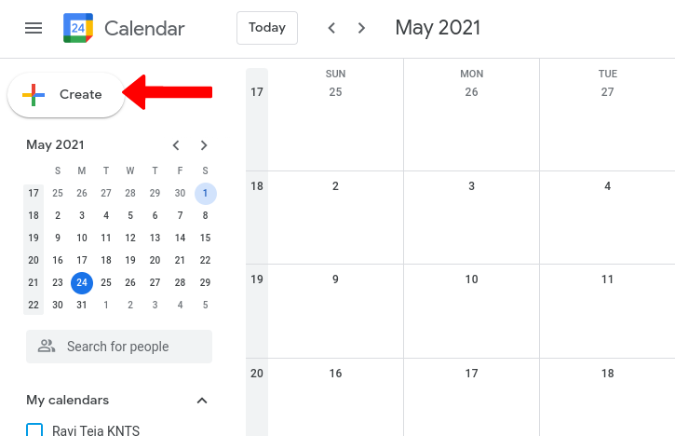 creating a new event on Google Calendar