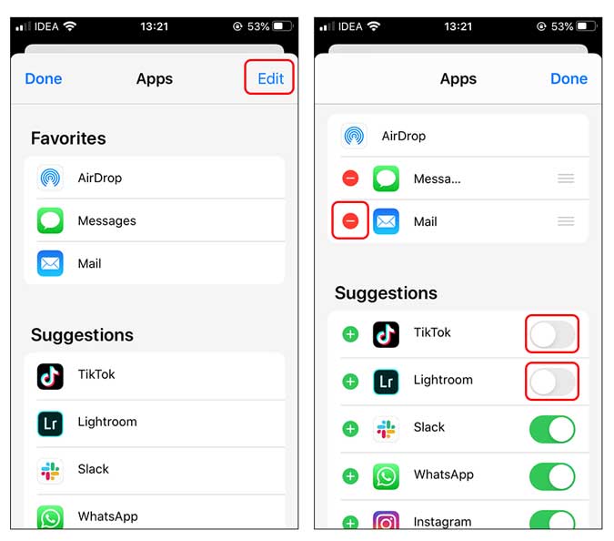 disable all the apps that you dont want on the Siri share sheet