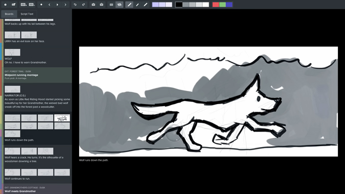 drawing a dog image on storyboard fountain 