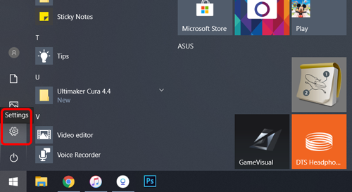 press the settings button on the bottom of Start menu