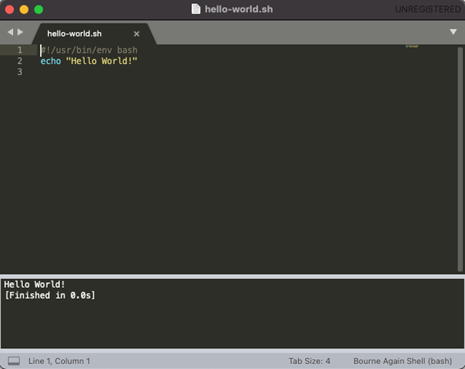 run shell script on macOS in sublime text