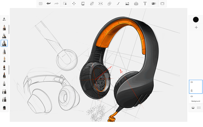drawing headphones on sketchpad on Chromebook