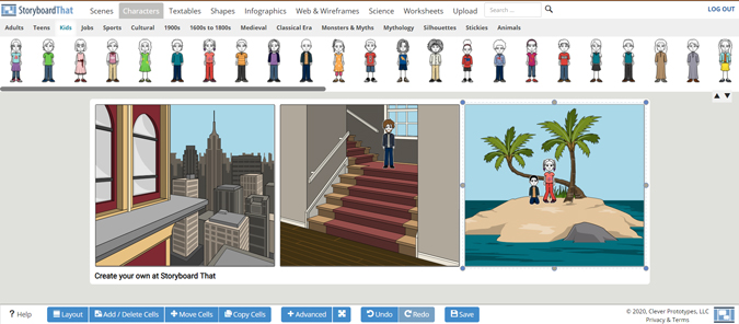 Displaying charactors on the Storyboard That app