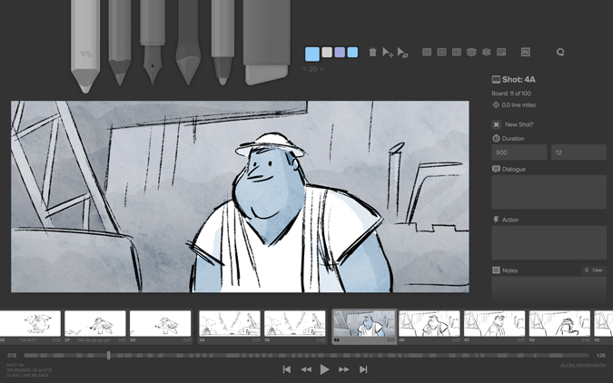 drawing on the Storyboarder app