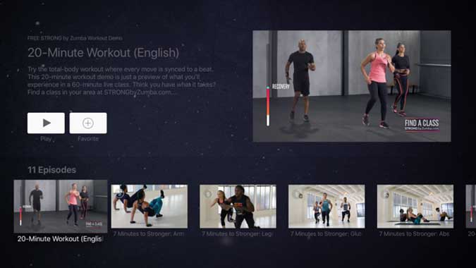 strong by zumba with multiple video content on screen