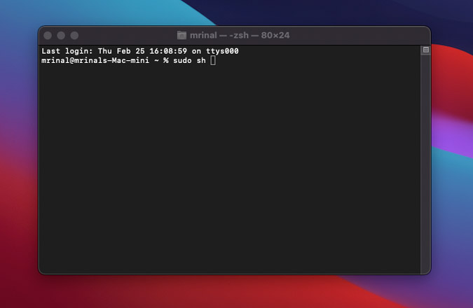 sudo command to run shell script on macOS