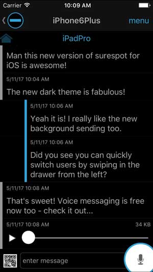 surespot app chat window with snapchat style layout