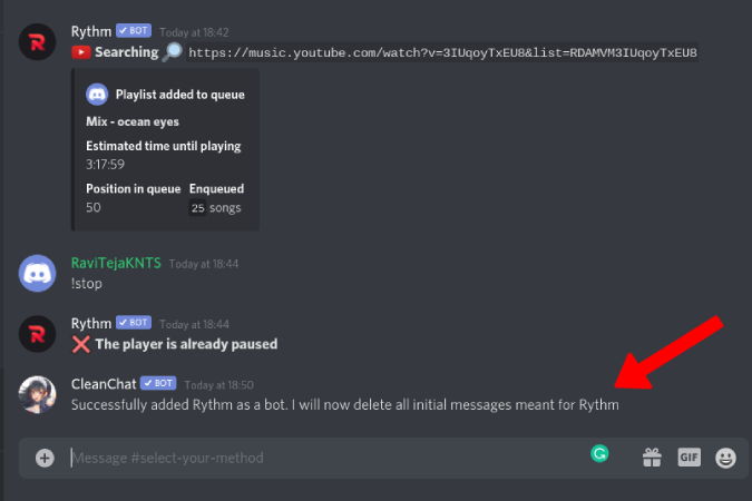 cleanchat deleting command messages in discord 