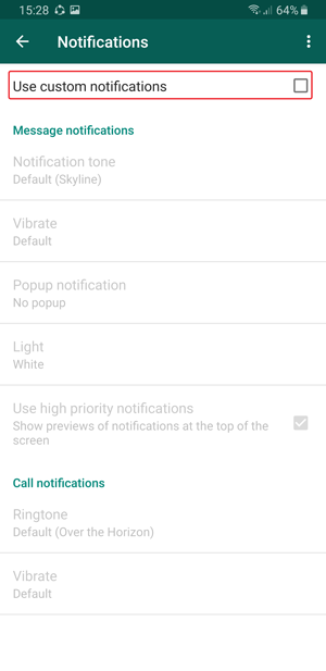 whatsapp custom notification- tick