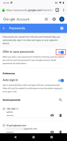 how to check saved password in chrome mobile- toggle